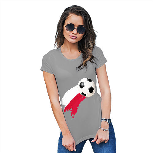 Novelty Tshirts Women Poland Football Soccer Flag Paint Splat Women's T-Shirt Large Light Grey