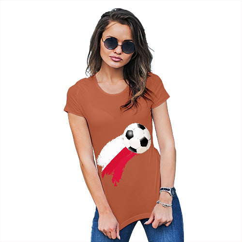 Funny Shirts For Women Poland Football Soccer Flag Paint Splat Women's T-Shirt X-Large Orange
