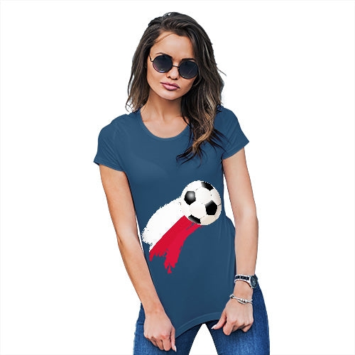 Funny T-Shirts For Women Sarcasm Poland Football Soccer Flag Paint Splat Women's T-Shirt Medium Royal Blue