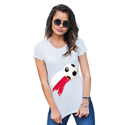 Funny T Shirts For Mum Poland Football Soccer Flag Paint Splat Women's T-Shirt Large White
