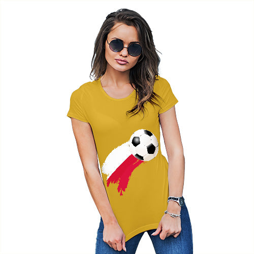 Funny T Shirts For Mum Poland Football Soccer Flag Paint Splat Women's T-Shirt X-Large Yellow