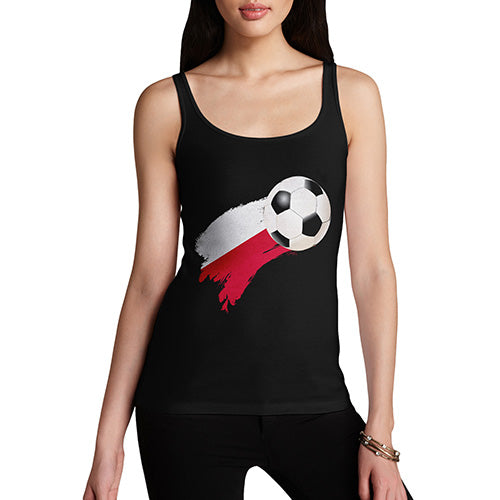 Funny Tank Top For Women Poland Football Soccer Flag Paint Splat Women's Tank Top Small Black