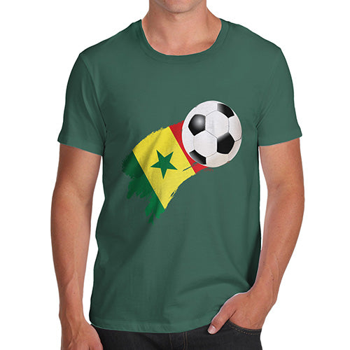 Novelty T Shirts For Dad Senegal Football Soccer Flag Paint Splat Men's T-Shirt X-Large Bottle Green