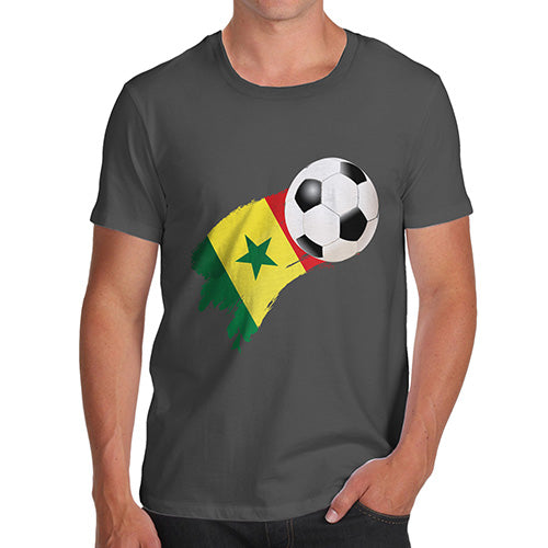 Mens Novelty T Shirt Christmas Senegal Football Soccer Flag Paint Splat Men's T-Shirt Medium Dark Grey