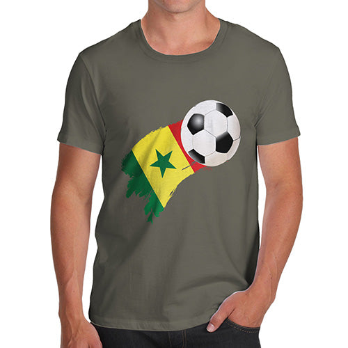 Funny T-Shirts For Men Sarcasm Senegal Football Soccer Flag Paint Splat Men's T-Shirt X-Large Khaki