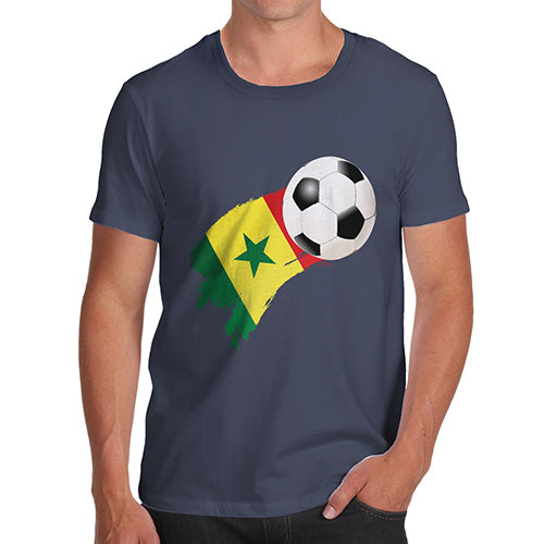 Funny T Shirts For Men Senegal Football Soccer Flag Paint Splat Men's T-Shirt Medium Navy