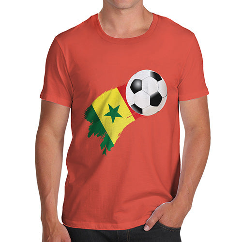 Funny Tee For Men Senegal Football Soccer Flag Paint Splat Men's T-Shirt Large Orange