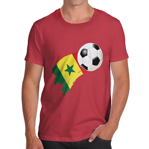 Funny Mens T Shirts Senegal Football Soccer Flag Paint Splat Men's T-Shirt Small Red