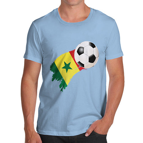 Novelty Tshirts Men Funny Senegal Football Soccer Flag Paint Splat Men's T-Shirt Large Sky Blue