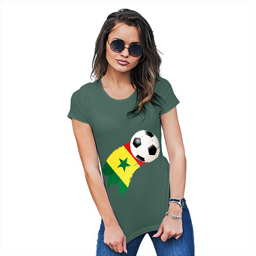 Womens Novelty T Shirt Christmas Senegal Football Soccer Flag Paint Splat Women's T-Shirt X-Large Bottle Green