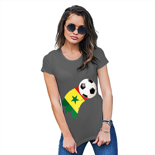 Womens Novelty T Shirt Senegal Football Soccer Flag Paint Splat Women's T-Shirt Large Dark Grey