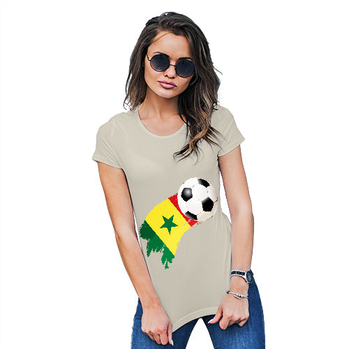 Womens Novelty T Shirt Christmas Senegal Football Soccer Flag Paint Splat Women's T-Shirt Large Natural