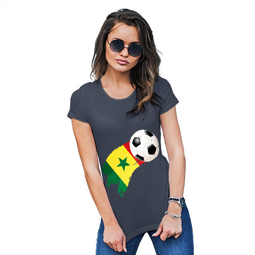 Womens Funny Sarcasm T Shirt Senegal Football Soccer Flag Paint Splat Women's T-Shirt Large Navy