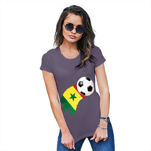 Funny T Shirts For Women Senegal Football Soccer Flag Paint Splat Women's T-Shirt Large Plum