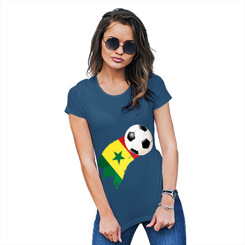 Funny T Shirts For Mom Senegal Football Soccer Flag Paint Splat Women's T-Shirt Small Royal Blue