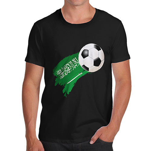 Funny T Shirts For Men Saudi Arabia Football Soccer Flag Paint Splat Men's T-Shirt Small Black