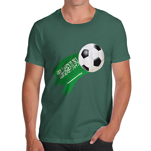 Funny Gifts For Men Saudi Arabia Football Soccer Flag Paint Splat Men's T-Shirt Large Bottle Green