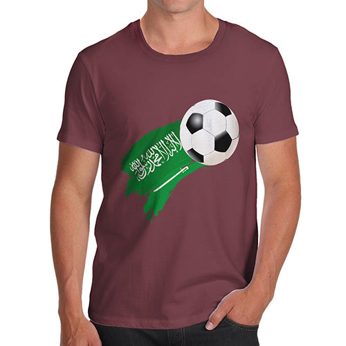 Funny T Shirts For Men Saudi Arabia Football Soccer Flag Paint Splat Men's T-Shirt X-Large Burgundy