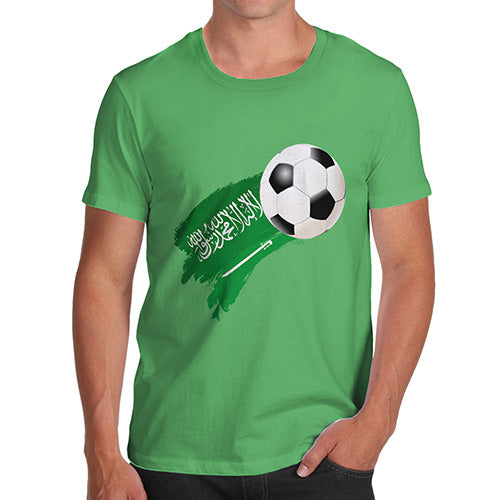 Funny T-Shirts For Men Sarcasm Saudi Arabia Football Soccer Flag Paint Splat Men's T-Shirt Medium Green