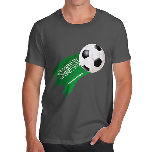 Mens Humor Novelty Graphic Sarcasm Funny T Shirt Saudi Arabia Football Soccer Flag Paint Splat Men's T-Shirt Small Dark Grey
