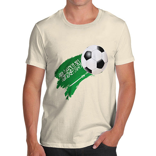 Funny Mens T Shirts Saudi Arabia Football Soccer Flag Paint Splat Men's T-Shirt X-Large Natural