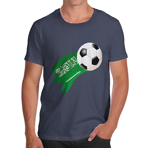 Funny Tee For Men Saudi Arabia Football Soccer Flag Paint Splat Men's T-Shirt Small Navy