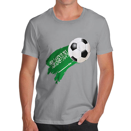 Funny Tshirts For Men Saudi Arabia Football Soccer Flag Paint Splat Men's T-Shirt Large Light Grey