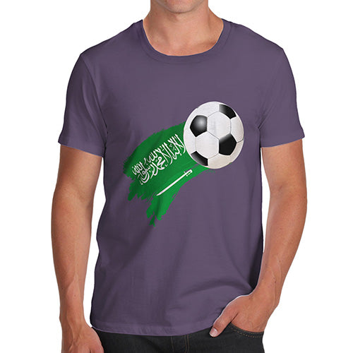 Mens Novelty T Shirt Christmas Saudi Arabia Football Soccer Flag Paint Splat Men's T-Shirt Medium Plum