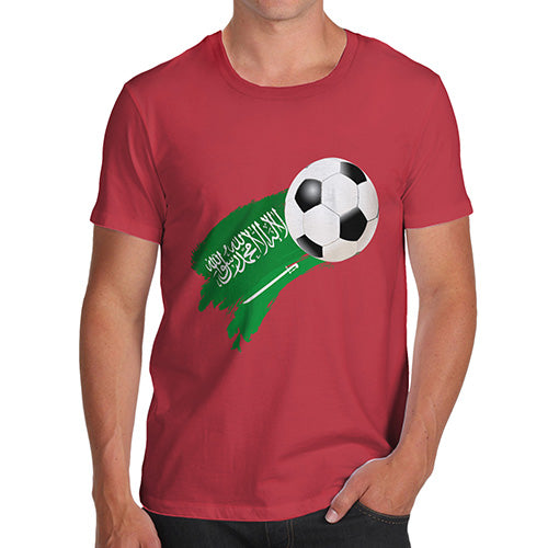 Funny Mens T Shirts Saudi Arabia Football Soccer Flag Paint Splat Men's T-Shirt Small Red
