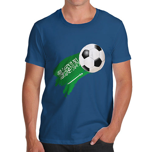 Funny Mens T Shirts Saudi Arabia Football Soccer Flag Paint Splat Men's T-Shirt Medium Royal Blue