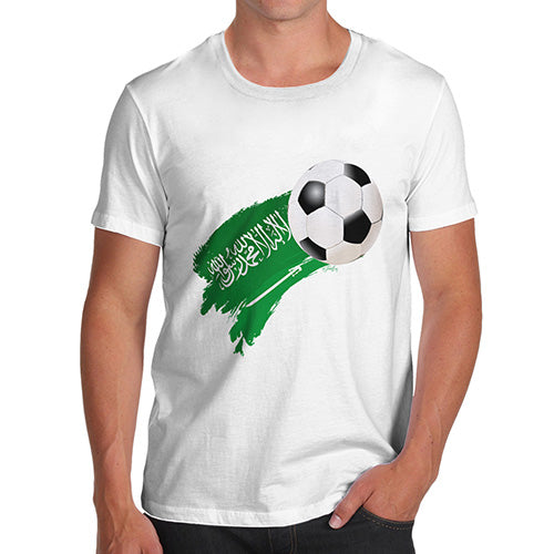 Mens T-Shirt Funny Geek Nerd Hilarious Joke Saudi Arabia Football Soccer Flag Paint Splat Men's T-Shirt X-Large White
