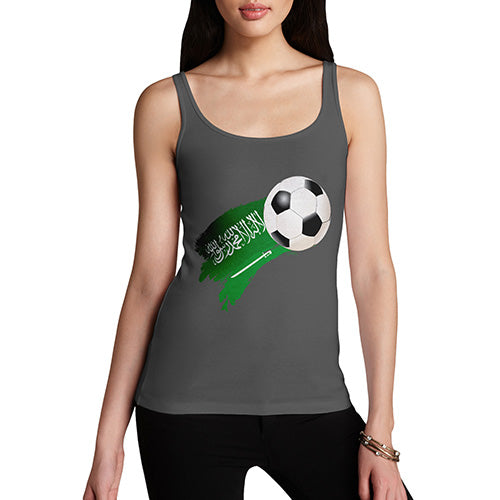 Funny Tank Top For Mum Saudi Arabia Football Soccer Flag Paint Splat Women's Tank Top Large Dark Grey