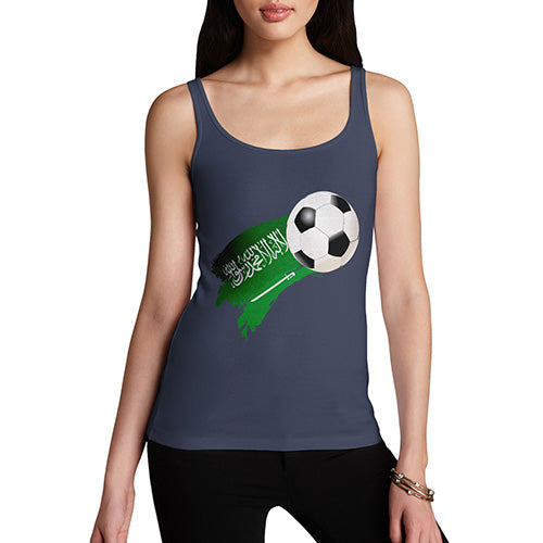 Funny Tank Top For Women Sarcasm Saudi Arabia Football Soccer Flag Paint Splat Women's Tank Top Large Navy