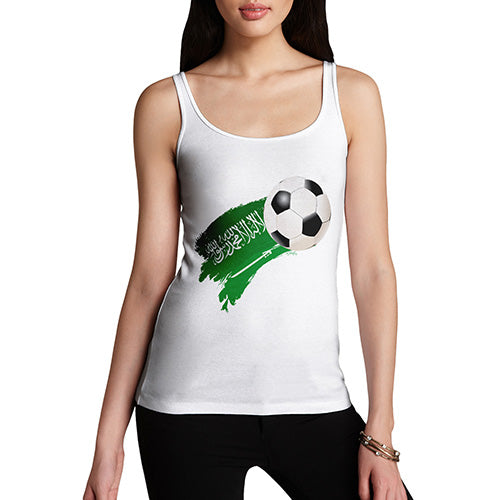 Womens Funny Tank Top Saudi Arabia Football Soccer Flag Paint Splat Women's Tank Top X-Large White
