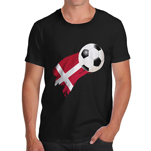 Funny Tshirts For Men Denmark Football Soccer Flag Paint Splat Men's T-Shirt Medium Black