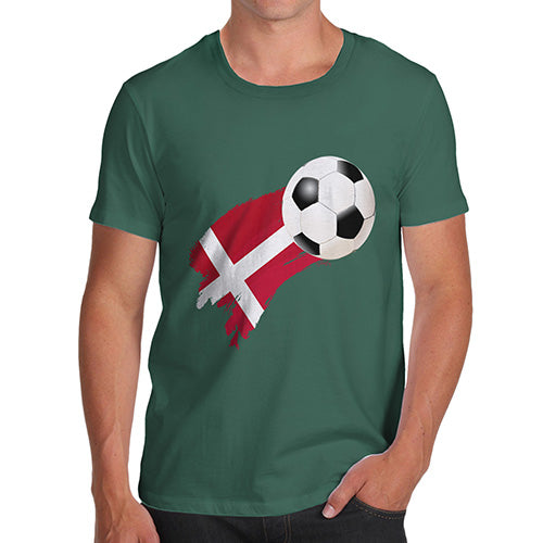 Mens Novelty T Shirt Christmas Denmark Football Soccer Flag Paint Splat Men's T-Shirt Large Bottle Green