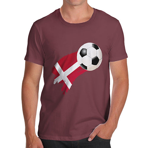 Funny T-Shirts For Men Sarcasm Denmark Football Soccer Flag Paint Splat Men's T-Shirt Medium Burgundy