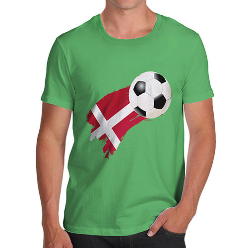 Funny Tee For Men Denmark Football Soccer Flag Paint Splat Men's T-Shirt Small Green