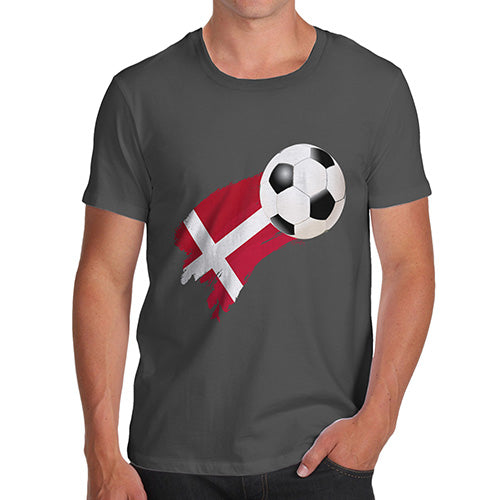 Funny Tee Shirts For Men Denmark Football Soccer Flag Paint Splat Men's T-Shirt X-Large Dark Grey