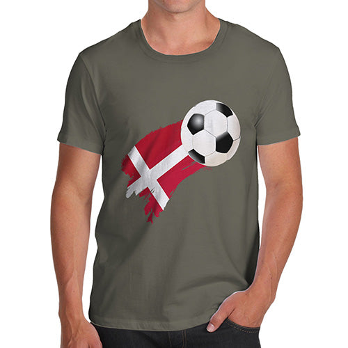 Mens T-Shirt Funny Geek Nerd Hilarious Joke Denmark Football Soccer Flag Paint Splat Men's T-Shirt Small Khaki