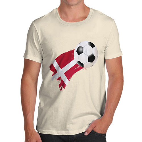 Novelty Tshirts Men Funny Denmark Football Soccer Flag Paint Splat Men's T-Shirt Medium Natural