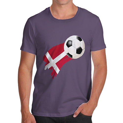 Funny Mens Tshirts Denmark Football Soccer Flag Paint Splat Men's T-Shirt Medium Plum