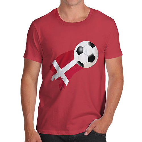 Funny Mens Tshirts Denmark Football Soccer Flag Paint Splat Men's T-Shirt Medium Red