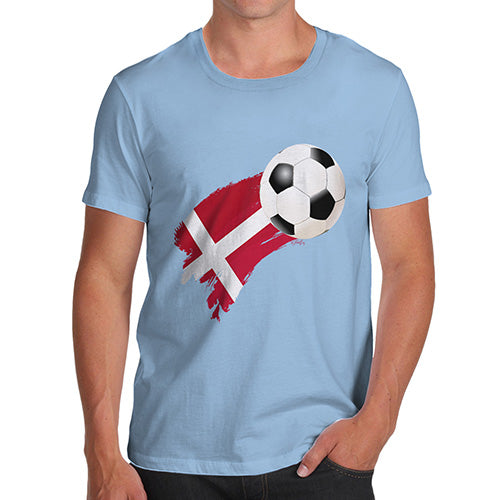 Funny Tee Shirts For Men Denmark Football Soccer Flag Paint Splat Men's T-Shirt Large Sky Blue