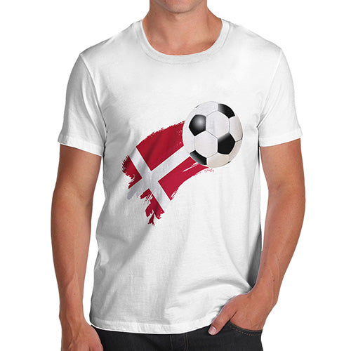 Funny Mens T Shirts Denmark Football Soccer Flag Paint Splat Men's T-Shirt X-Large White