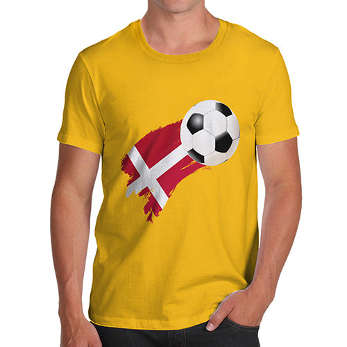 Funny Mens T Shirts Denmark Football Soccer Flag Paint Splat Men's T-Shirt Large Yellow