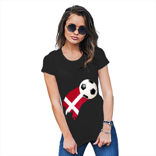 Womens Funny Sarcasm T Shirt Denmark Football Soccer Flag Paint Splat Women's T-Shirt Large Black