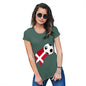 Womens Novelty T Shirt Denmark Football Soccer Flag Paint Splat Women's T-Shirt Small Bottle Green