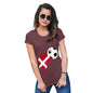 Novelty Gifts For Women Denmark Football Soccer Flag Paint Splat Women's T-Shirt Medium Burgundy