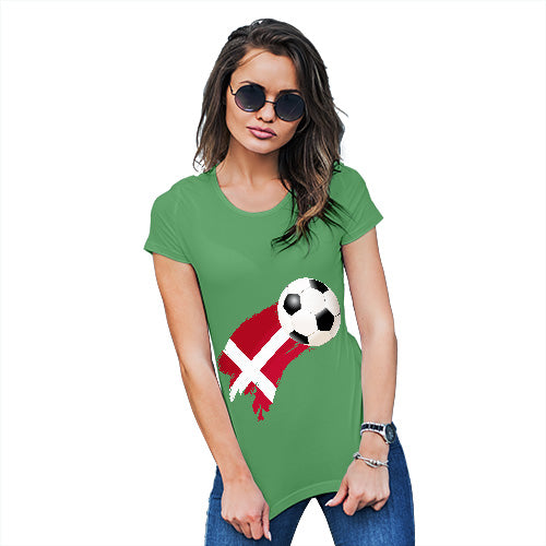 Funny T-Shirts For Women Sarcasm Denmark Football Soccer Flag Paint Splat Women's T-Shirt Medium Green